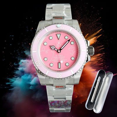 Fake Replica Vintage ROLEX Submariner Pink Face 904L Steel 3135 Movement 40*10MM Man and Lady Watch